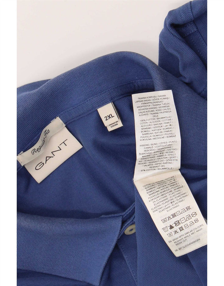 Cămașă polo Gant pentru bărbați, 2XL, bumbac albastru