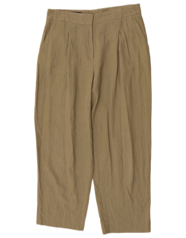 Pantaloni tăiați conici pentru femei cu talie înaltă Zara Mediu L28 L26 In kaki