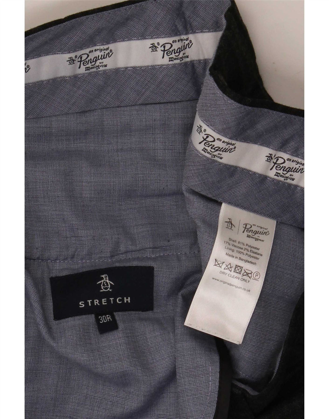 Pantaloni slim pentru bărbați Penguin L30 L32 Poliester cu carouri gri