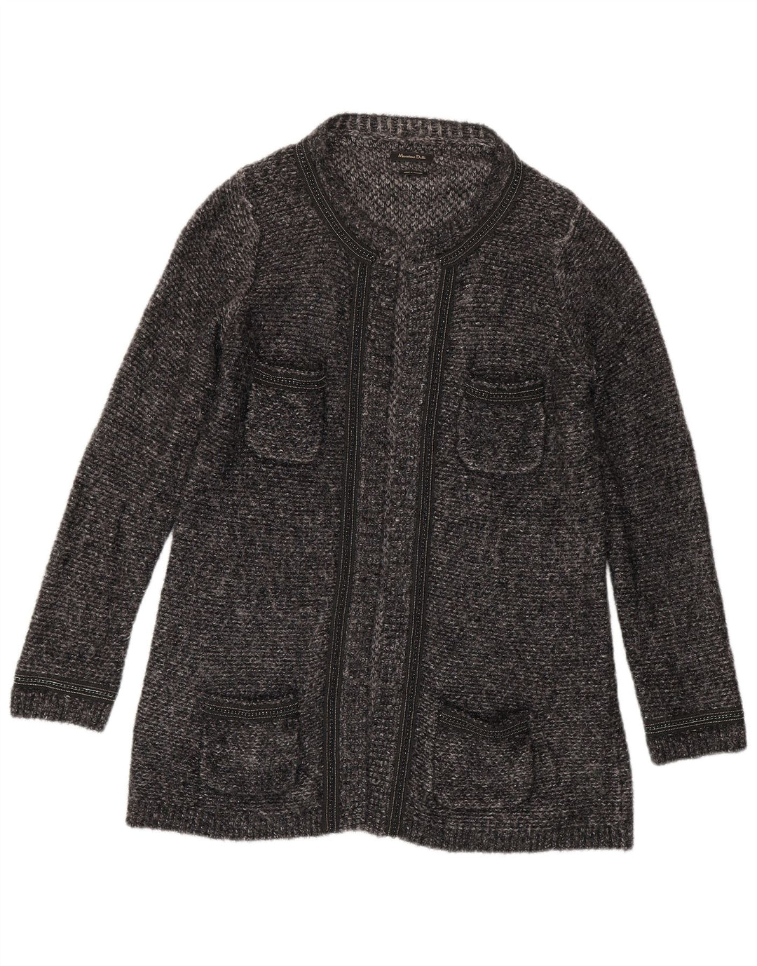 Pulover cardigan cu paragate Massimo Dutti pentru femei UK 14 Medium Gri Pete