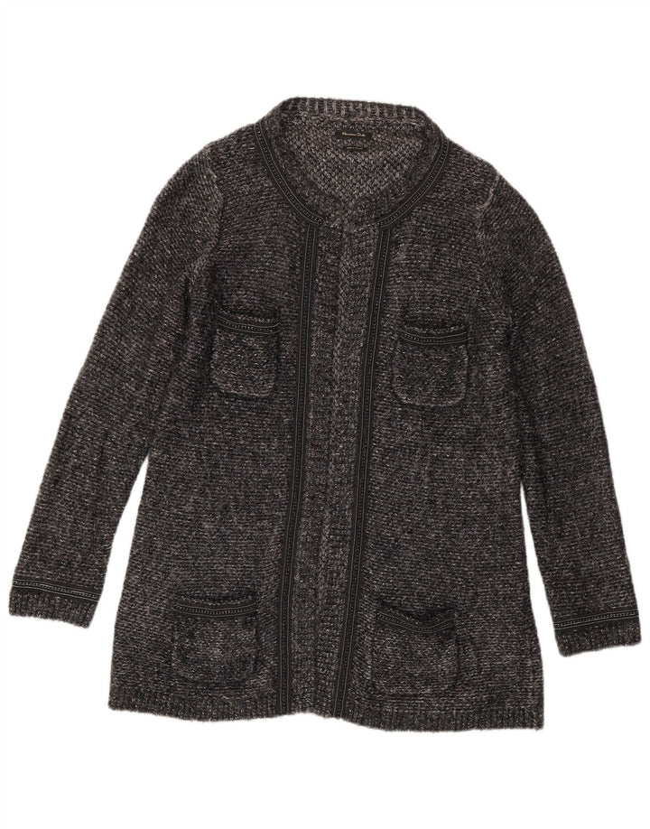 Pulover cardigan cu paragate Massimo Dutti pentru femei UK 14 Medium Gri Pete