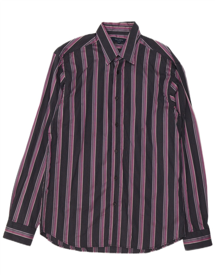 Cămașă pentru bărbați TED BAKER Mărimea 3, bumbac cu dungi negre medii