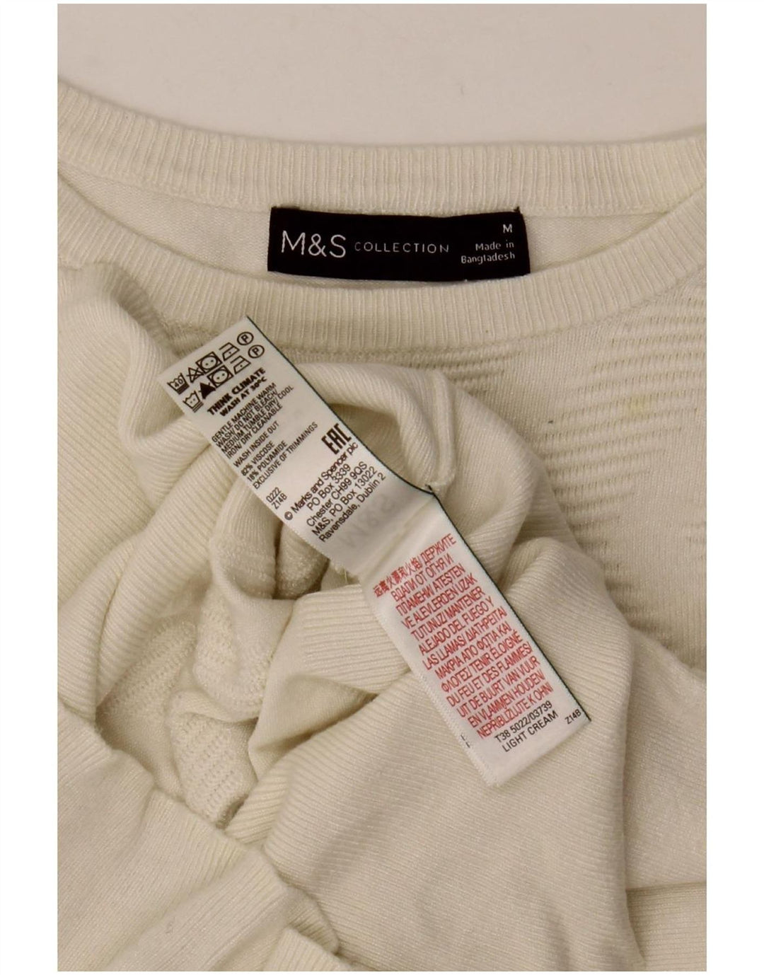 Pulover pentru femei Marks & Spencer cu gâtul cu barca UK 12 Medium Off White