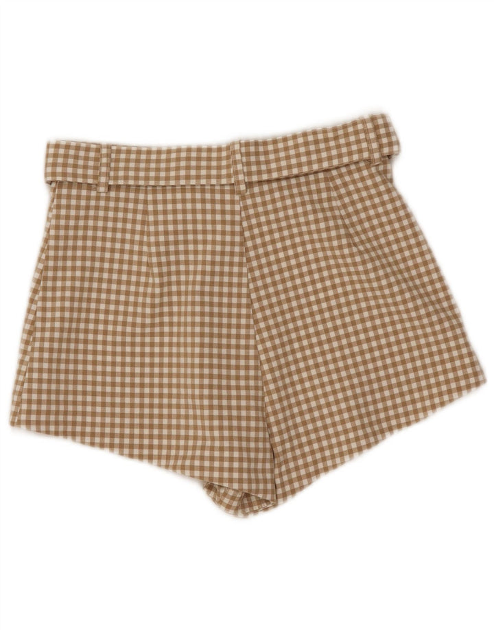 Pantaloni de talie înaltă Zara pentru femei Mici W26 poliester vichy bej