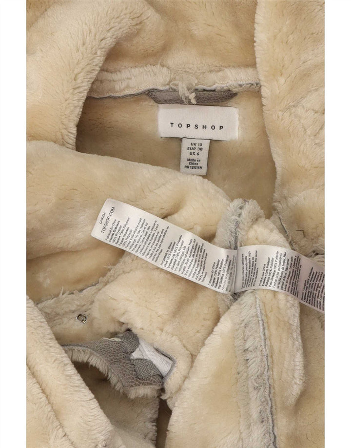 Topshop Jachetă Sherpa supradimensionată pentru femei UK 10 Small Gri Poliester