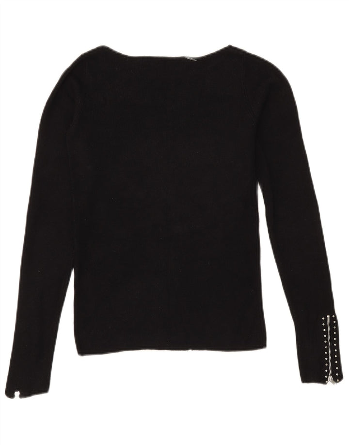 Crop Top pentru femei Zara cu mânecă lungă UK 10, mic, negru, viscoză