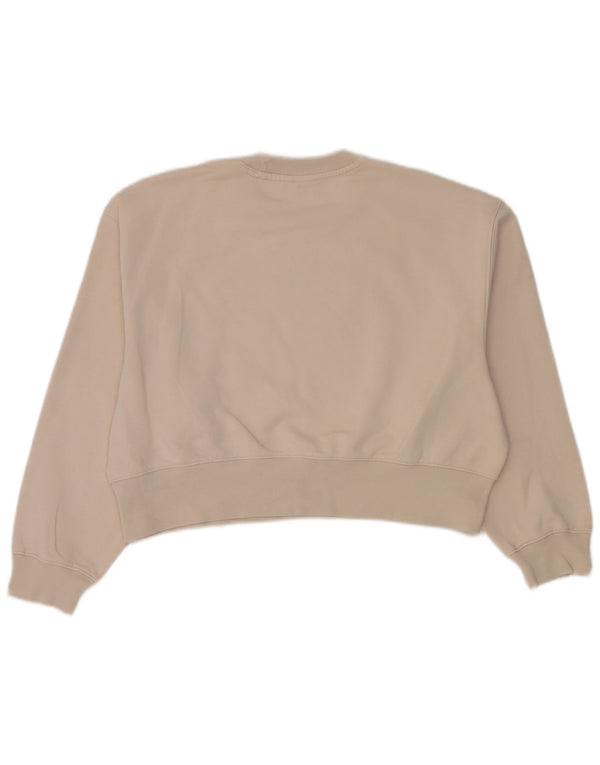 Pulover adidas supradimensionat pentru femei UK 8/10, bumbac mic, bej