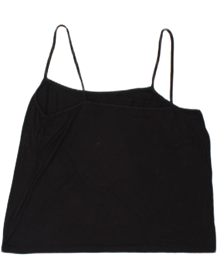 BENETTON Womens Crop Cami Top UK 12 Medium Black
