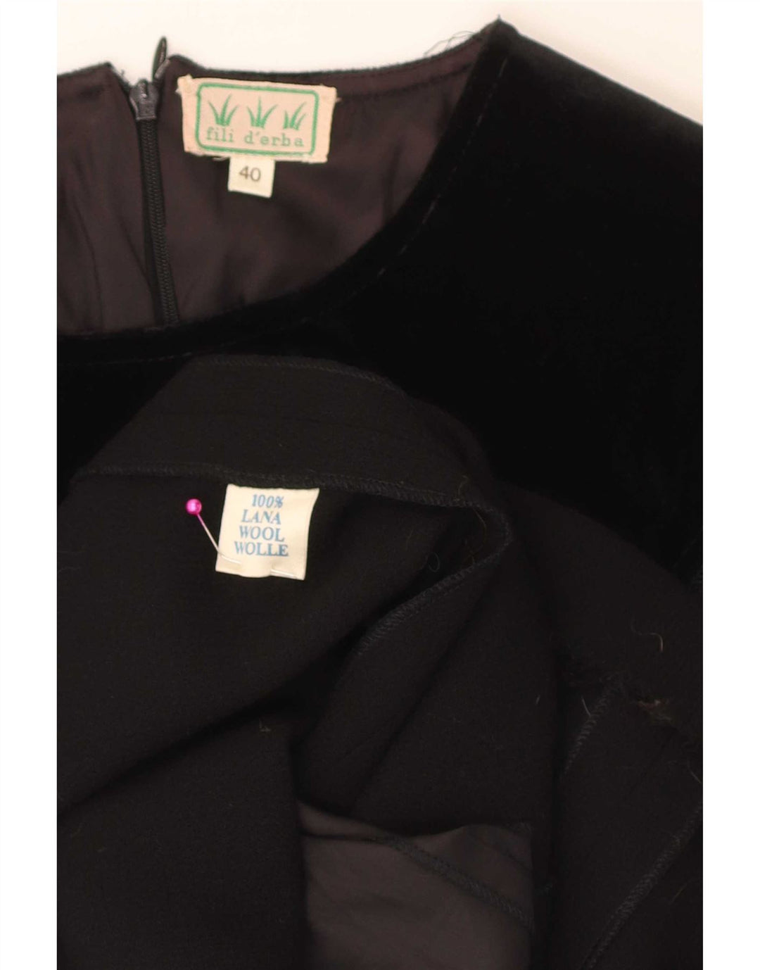 Rochie vintage pentru femei din catifea IT 40 Lână neagră mică