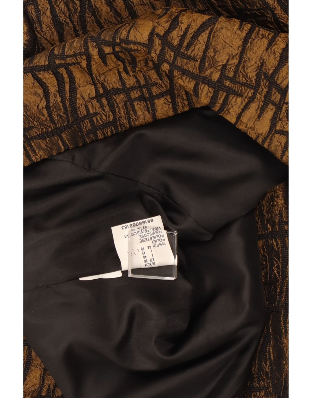 Jachetă pentru femei VINTAGE cu mâneci 3/4, UK 10, maro, geometrică