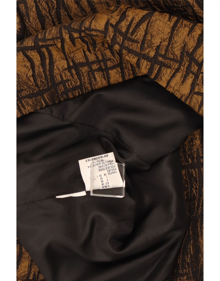 Jachetă pentru femei VINTAGE cu mâneci 3/4, UK 10, maro, geometrică