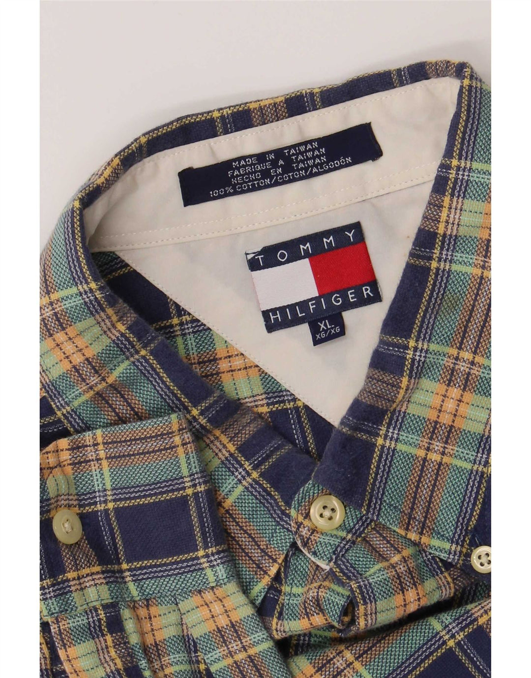 Cămașă pentru bărbați Tommy Hilfiger XL, bumbac cu carouri albastre