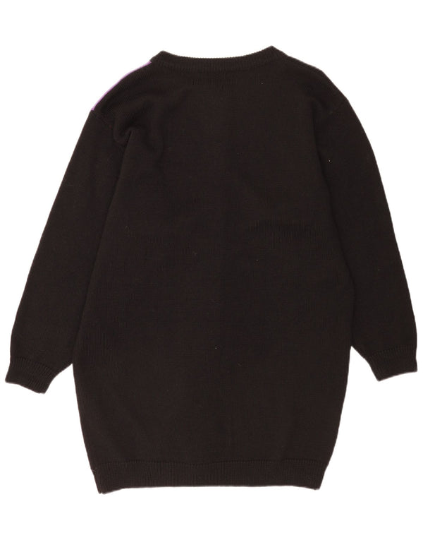 Pulover cardigan cu paragate vintage pentru femei EU 40 Medium Black Colorblock