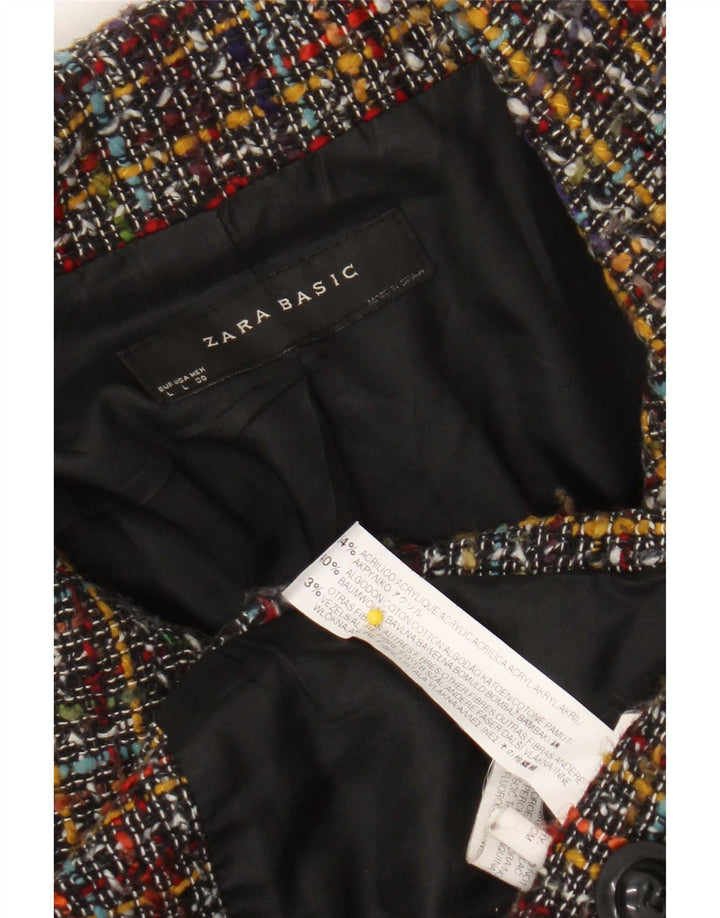 Jachetă pentru femei Zara, cu cravată în față, UK 14, mare, cu carouri multicolore, acrilic