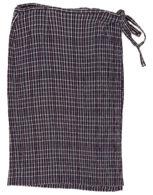 Următorul Fusta Wrap pentru femei Marea Britanie 20 2XL W34 Viscoză cu carouri bleumarin