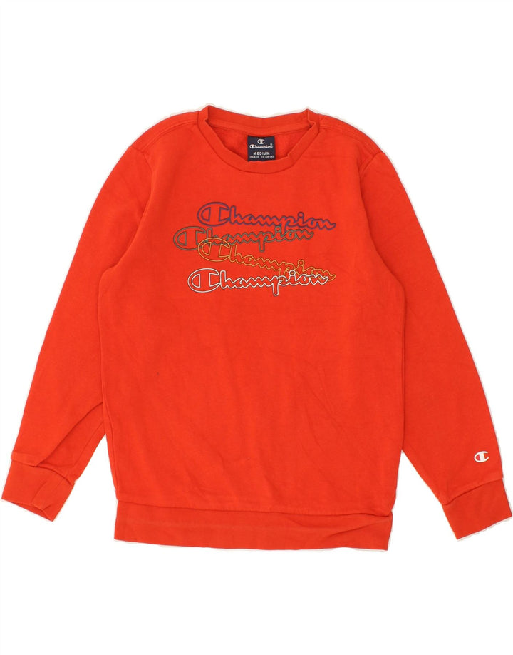 CHAMPION Boys Graphic Sweatshirt Jumper 9-10 Years Medium Red Cotton Vintage Champion and Second-Hand Champion from Messina Hembry 