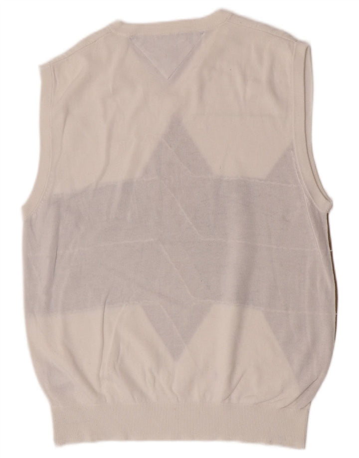 Vestă Tommy Hilfiger pentru bărbați, din bumbac alb mediu Argyle/Diamond