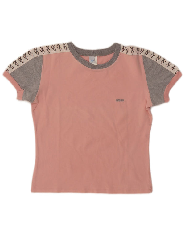 ARENA Tricou cu grafic crop pentru femei Top UK 14 Medium Pink Colorblock Bumbac
