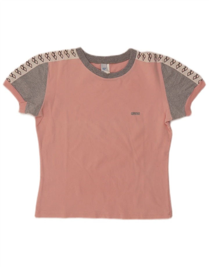 ARENA Tricou cu grafic crop pentru femei Top UK 14 Medium Pink Colorblock Bumbac