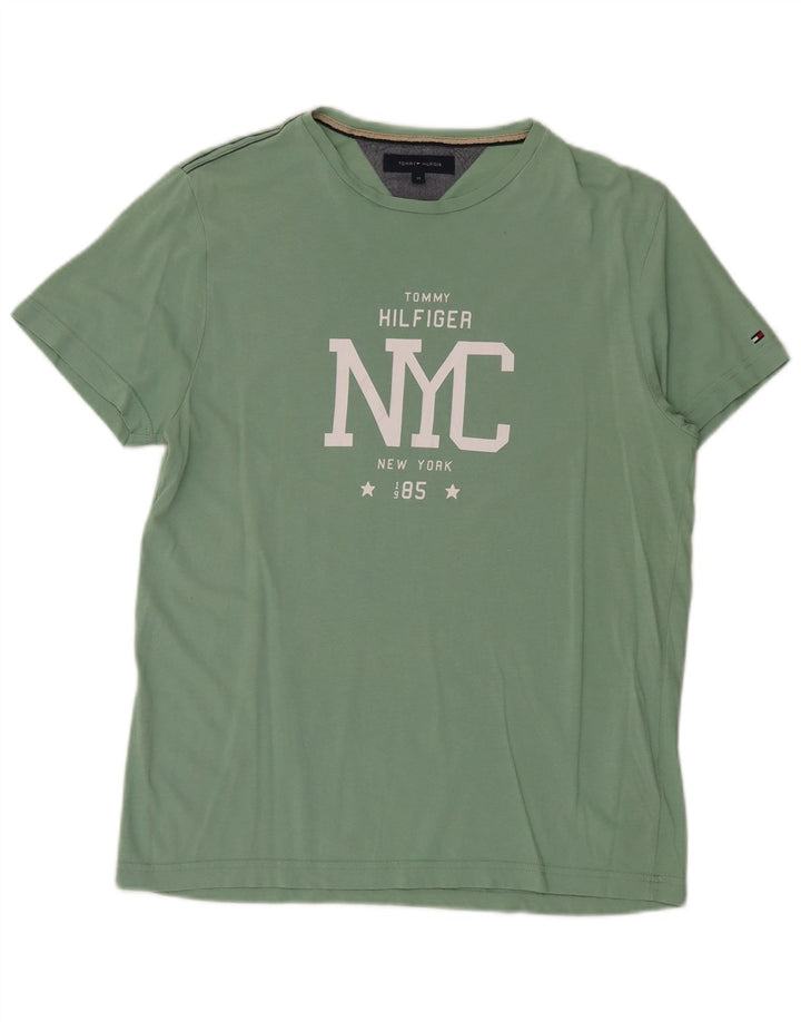 Tricou grafic Tommy Hilfiger pentru bărbați Top din bumbac verde mediu