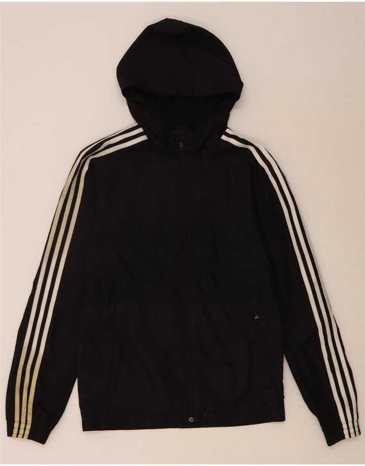ADIDAS Mens Hooded Rain Jacket UK 34 XS Black Polyester