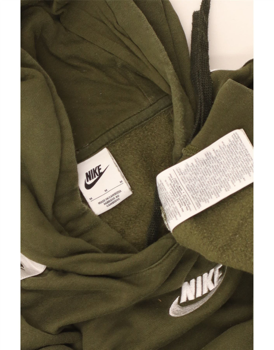 Pulover NIKE pentru damă, cu glugă grafică, UK 14, mediu kaki, bumbac color bloc