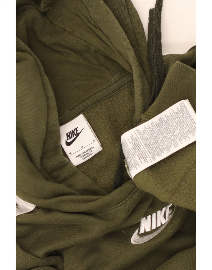 Pulover NIKE pentru damă, cu glugă grafică, UK 14, mediu kaki, bumbac color bloc