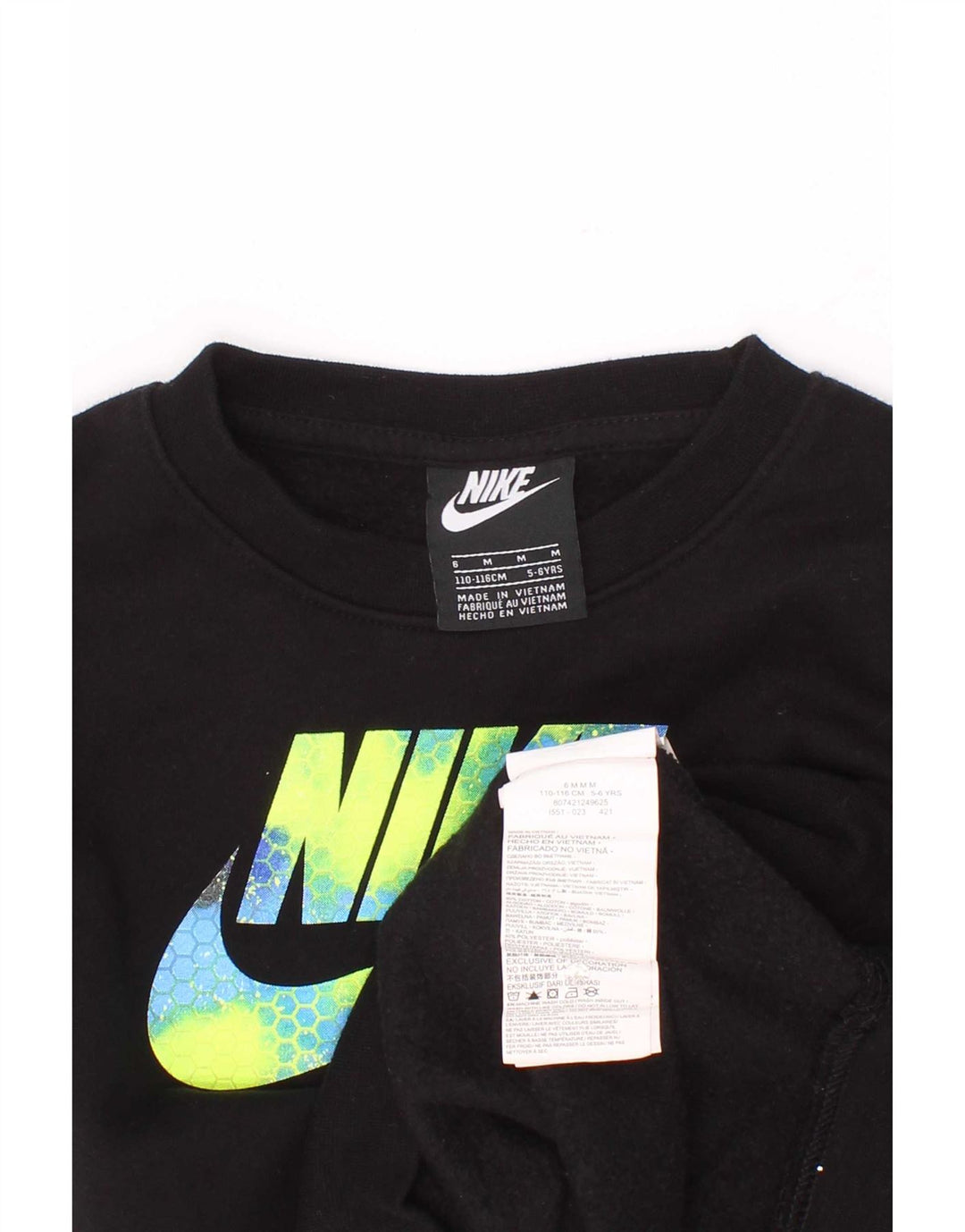 Pulover Nike pentru băieți grafic 5-6 ani bumbac negru mediu