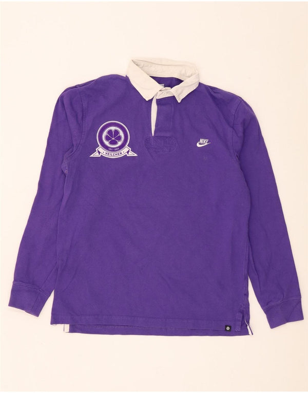Tricou polo rugby cu mânecă lungă pentru bărbați Nike, din bumbac violet mediu