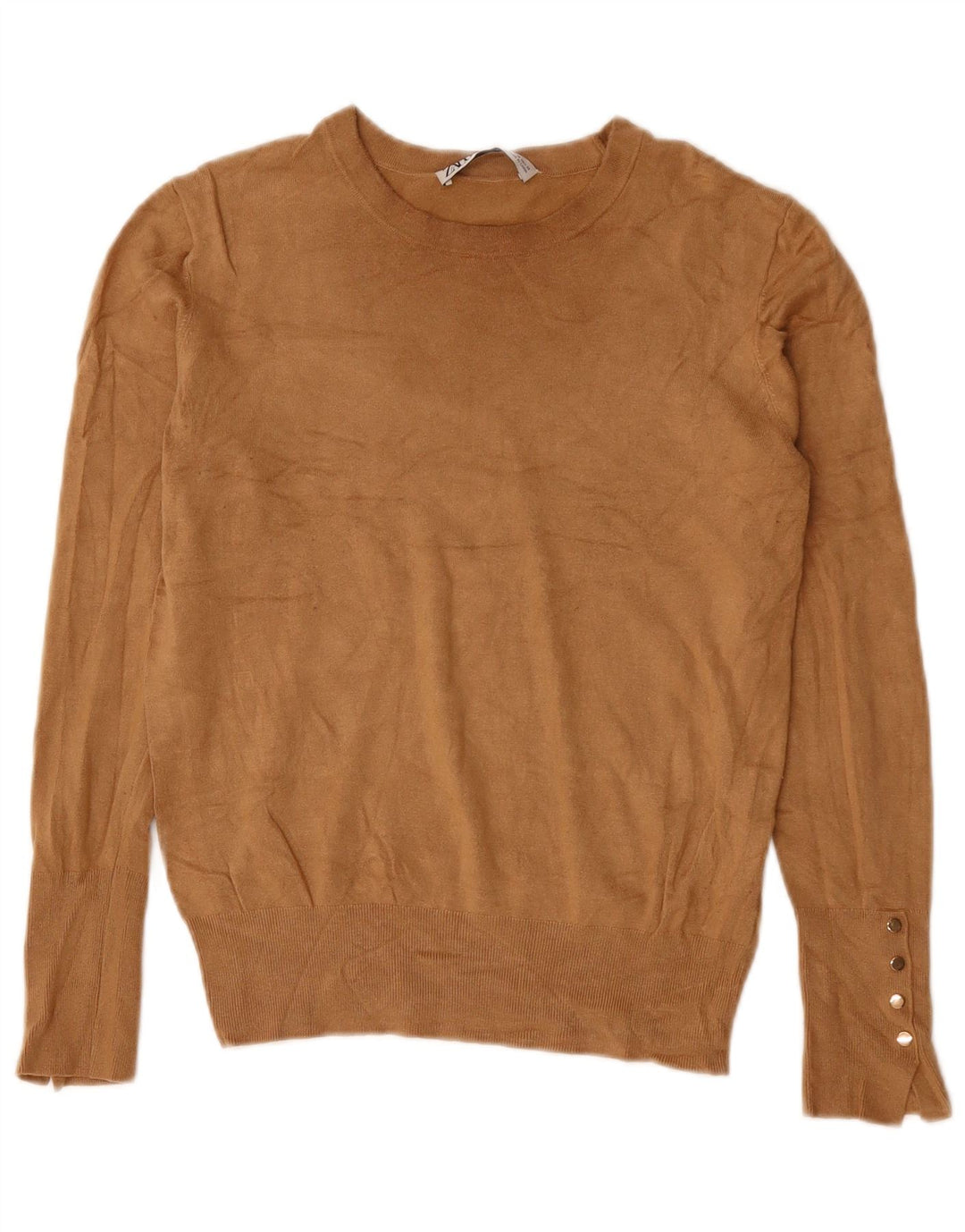 Pulover ZARA pentru damă, cu gât de barcă, din viscoză maro medie UK 12