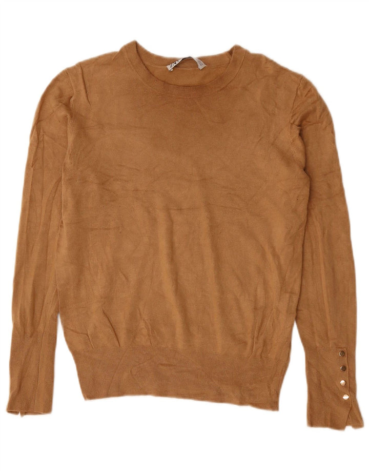 Pulover ZARA pentru damă, cu gât de barcă, din viscoză maro medie UK 12