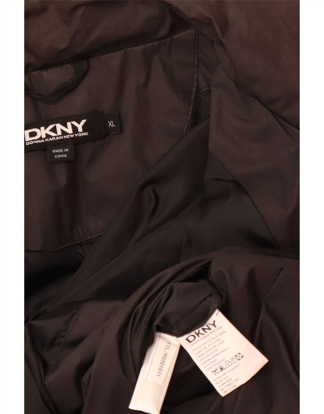 Palton căptușit cu glugă pentru bărbați Dkny UK 42 XL bumbac negru