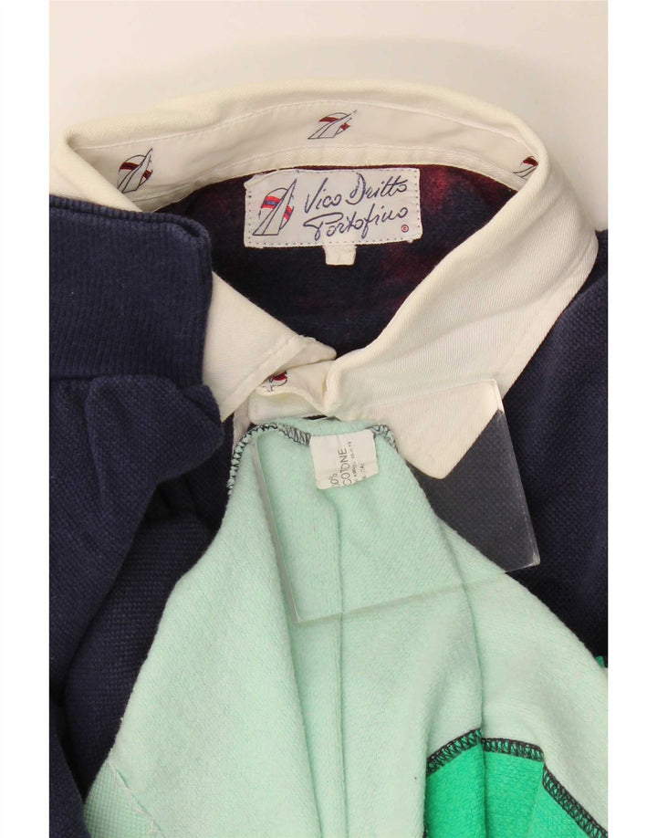 Hanorac vintage pentru bărbați cu gât polo Pulover mare, multicolor, bloc de culoare