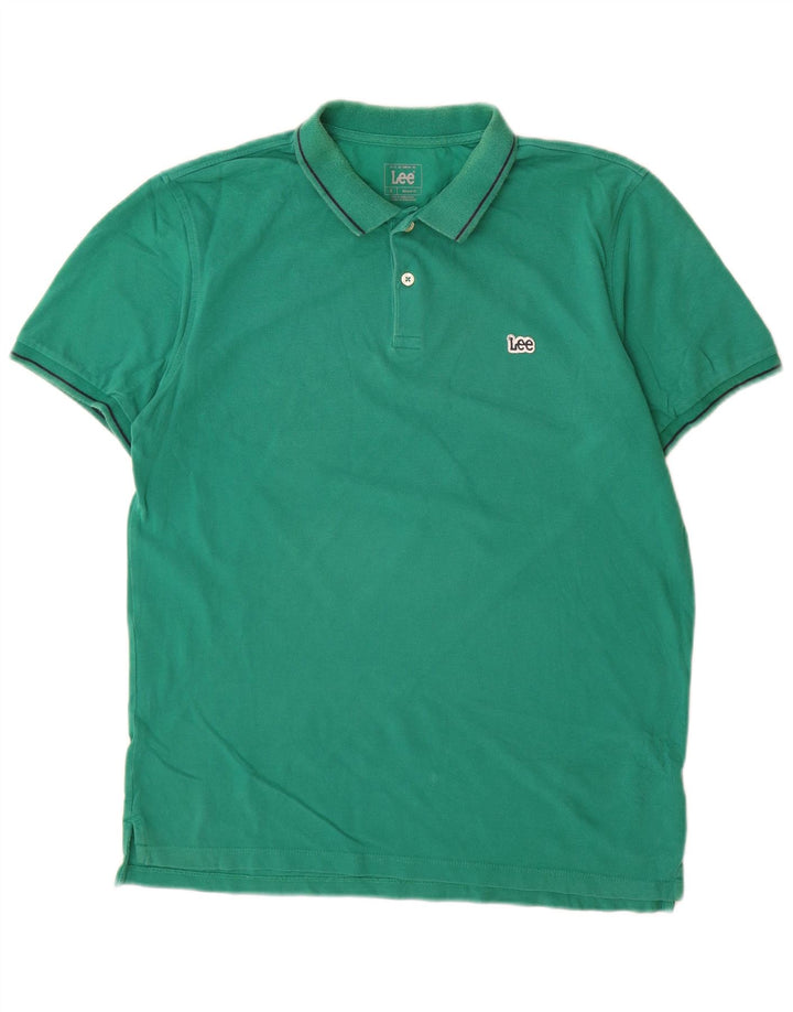Cămașă polo Lee pentru bărbați, bumbac verde mediu, cu formă regulată