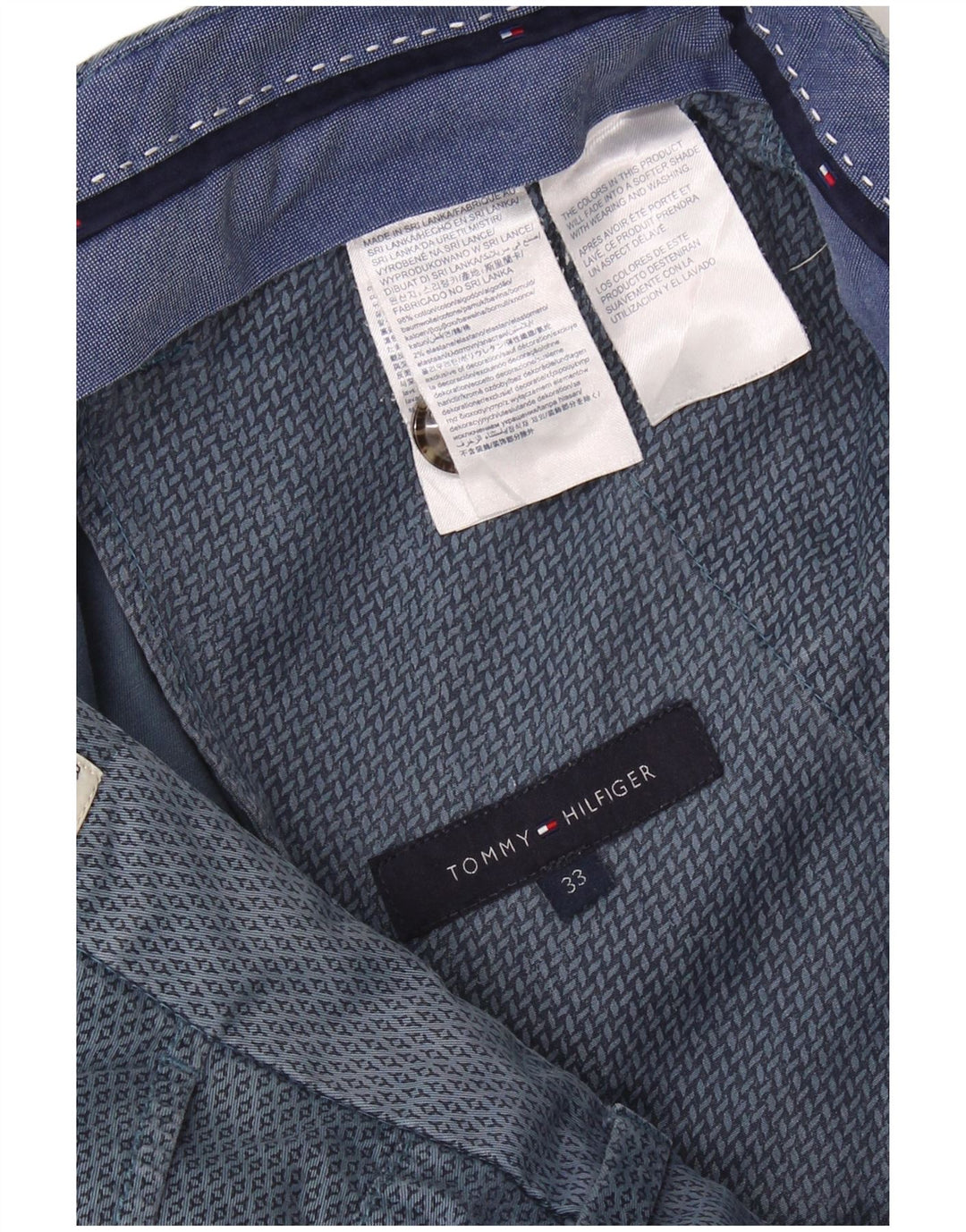 Pantaloni scurți chino Tommy Hilfiger pentru bărbați W33, bumbac geometric albastru mediu