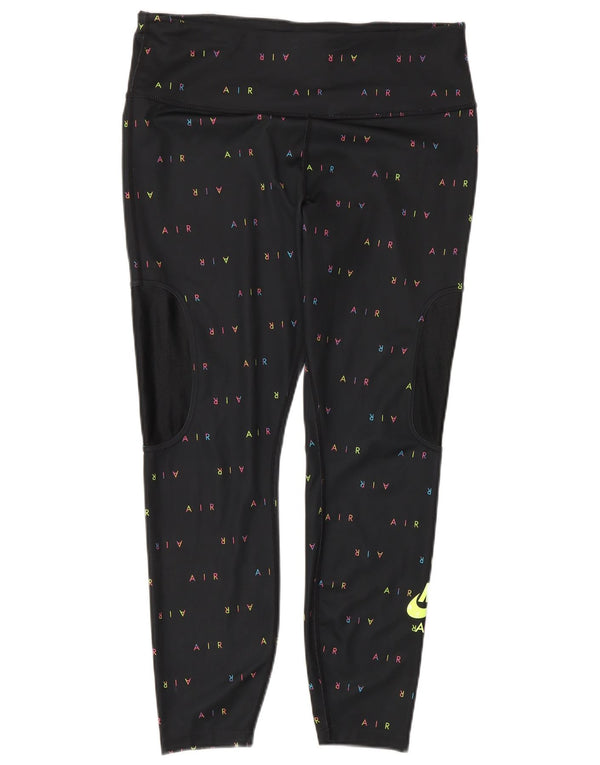 Leggings NIKE Dri Fit Crop Graphic pentru femei UK 14 Large Black