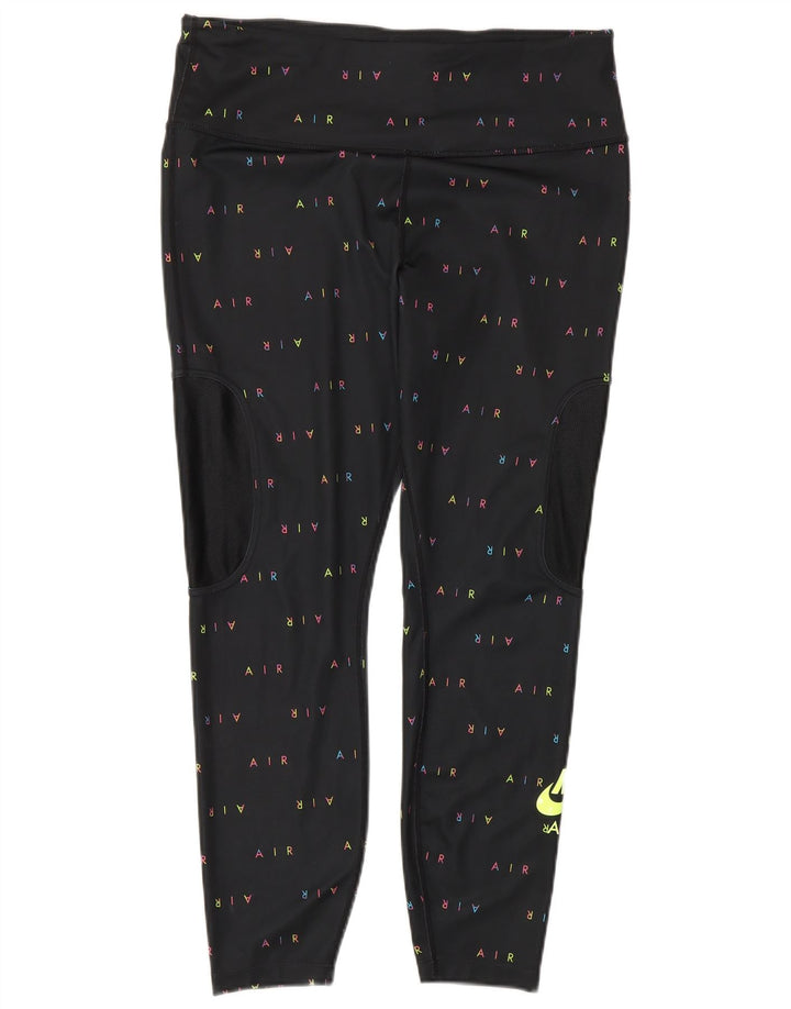 Leggings NIKE Dri Fit Crop Graphic pentru femei UK 14 Large Black