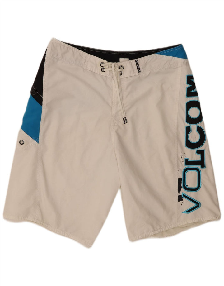 Pantaloni scurți de înot grafic pentru bărbați Volcom, mari, alb, color block