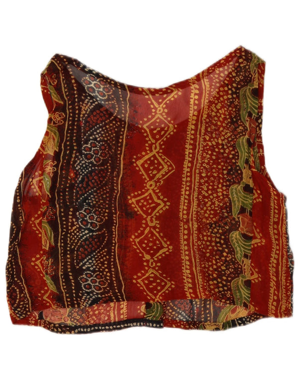 Bluză de cămașă fără mâneci pentru femei vintage UK 12 Medium Red Floral