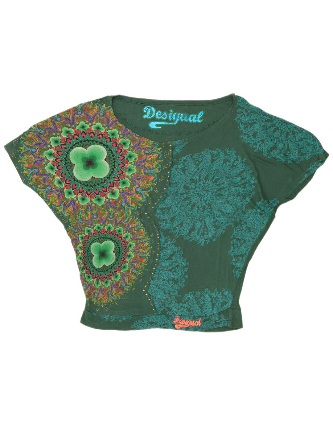 Bluză Desigual pentru femei, supradimensionată, cu grafic Batwing, UK 14, verde mediu
