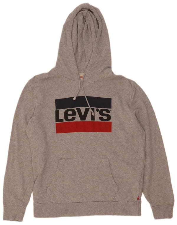 Pulover Levi's pentru bărbați cu capota, gri mediu, bumbac
