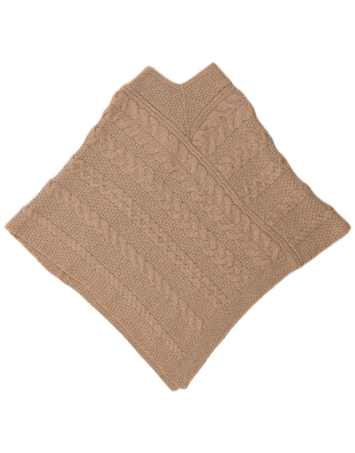 Pulover poncho supradimensionat pentru femei Aran Crafts UK 10 mic, bej, lână merinos