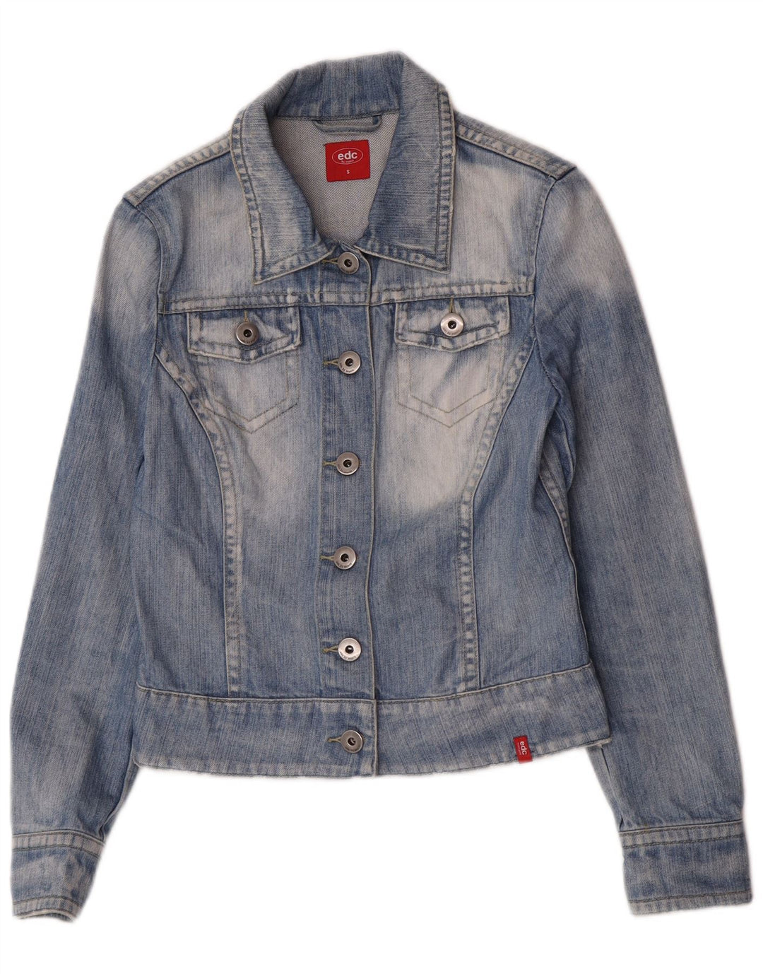 Jachetă de denim crop EDC pentru femei UK 10 mic, albastru, bumbac