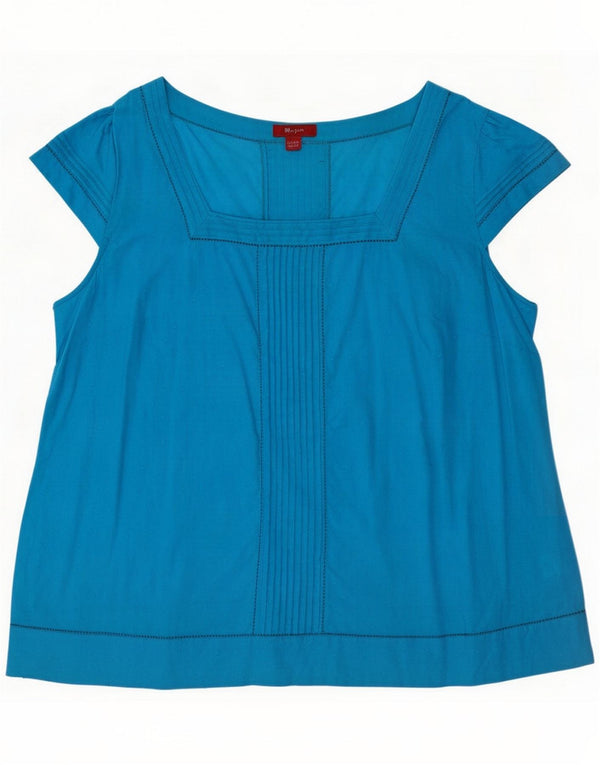Monsoon Womens Blouse Top UK 20 2XL Blue Cotton