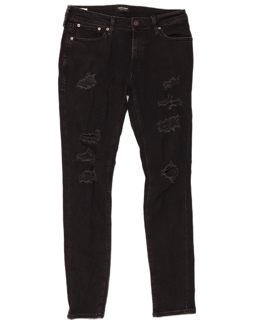 Blugi skinny pentru bărbați Jack & Jones Distressed W32 L32 bumbac negru