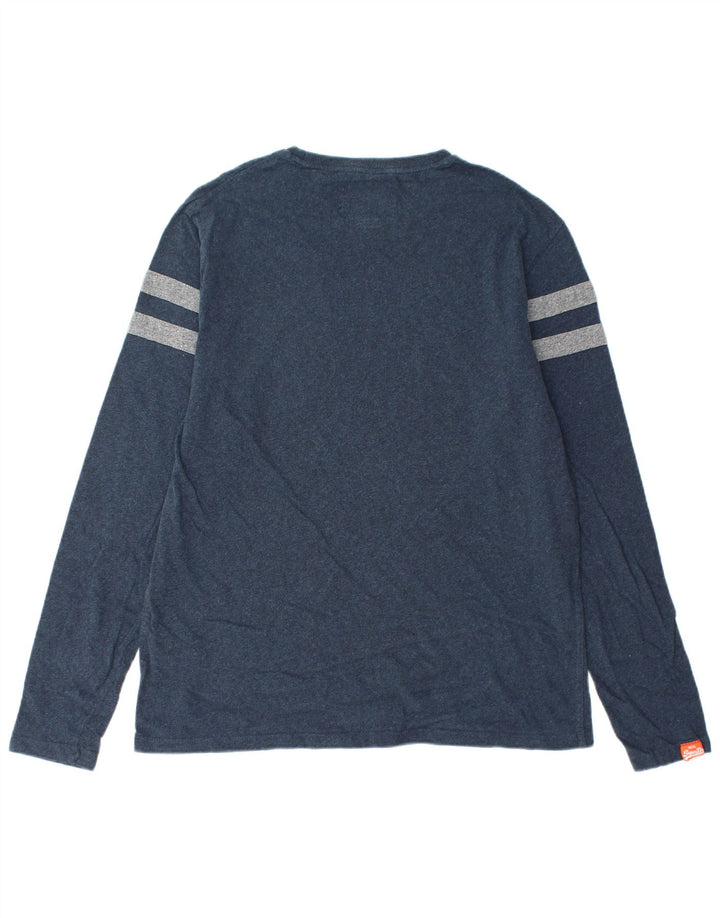 SUPERDRY Top pentru bărbați cu mânecă lungă 2XL, albastru bleumarin, bumbac color bloc
