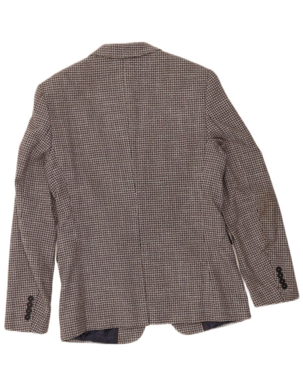 Jachetă pentru bărbați Zara cu 2 nasturi EU 46 Bumbac Geometric Maro Mic