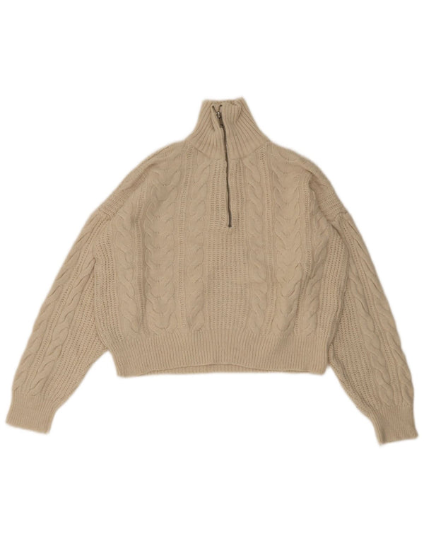 Pulover pentru femeie Urban Outfitters Crop Zip Gâtul Pulover UK 6 XS Bej