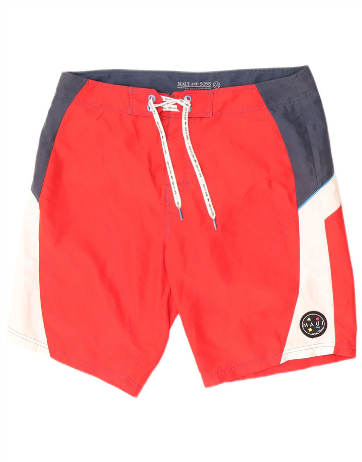 Pantaloni scurți de înot pentru bărbați Maui and Sons XL poliester color bloc roșu