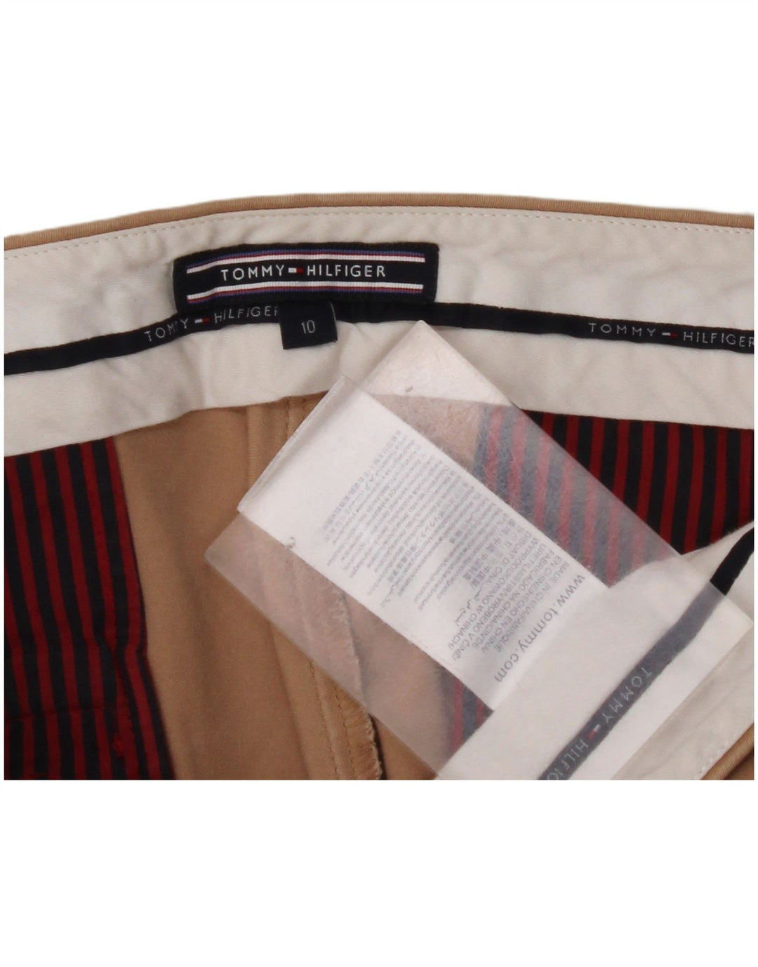 TOMMY HILFIGER Pantaloni chino subțiri pentru femei US 10 Large W32 L29 Bej Bumbac